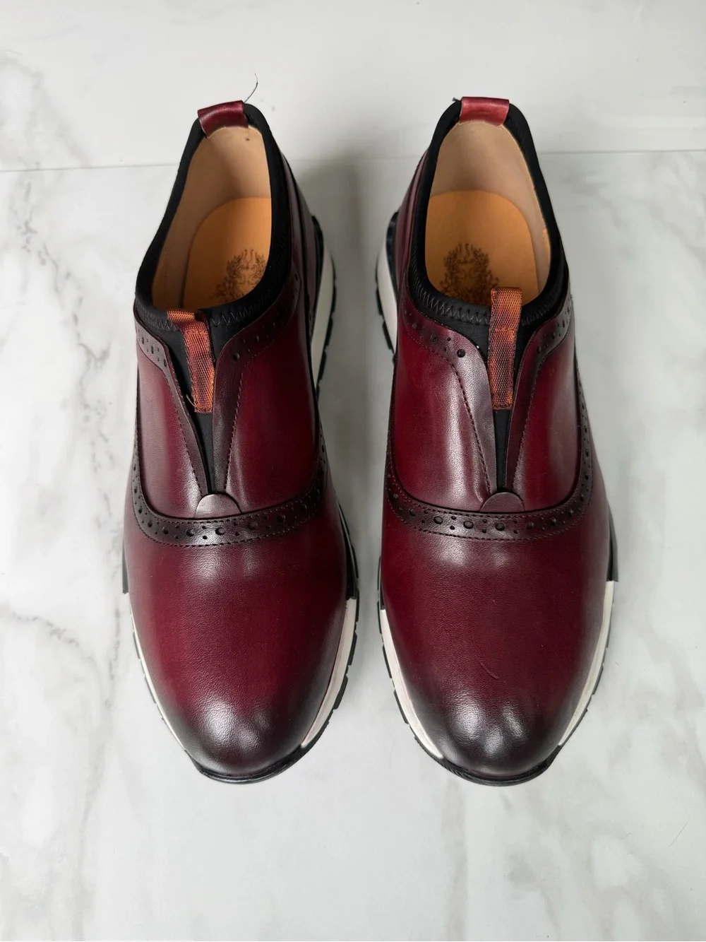 Men's Burgundy Leather Slip-On Loafers